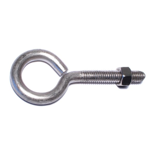 Midwest Fastener Eye Bolt 3/8"-16, 4 in Shank, 18-8 Stainless Steel, 5 PK 65105